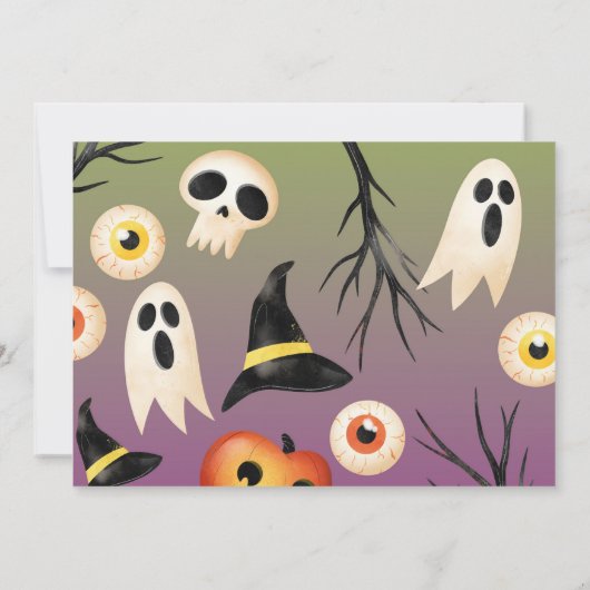 ハロウィン不気味幽霊誕生日キッズフォト 招待状 (裏面)