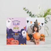ハロウィン不気味幽霊誕生日キッズフォト 招待状 (スタンド正面)