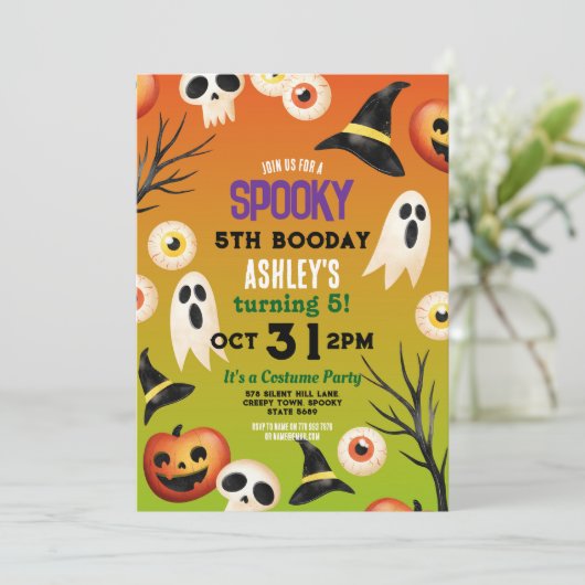 ハロウィン不気味幽霊誕生日キッズ招待状 招待状 (スタンド正面)