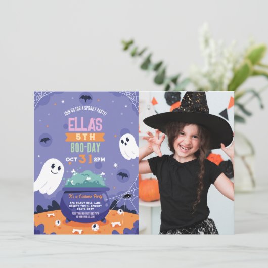 ハロウィン不気味幽霊誕生日写真 招待状 (スタンド正面)