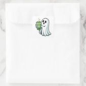 ハロウィン不気味幽霊飲み抹茶ドリンク スクエアシール (バッグ)