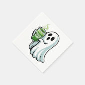 ハロウィン不気味幽霊飲み抹茶ドリンク スタンダードカクテルナプキン (角)