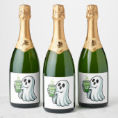ハロウィン不気味幽霊飲み抹茶ドリンク スパークリングワインラベル (ボトル)