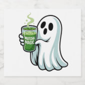 ハロウィン不気味幽霊飲み抹茶ドリンク スパークリングワインラベル (シングルラベル)