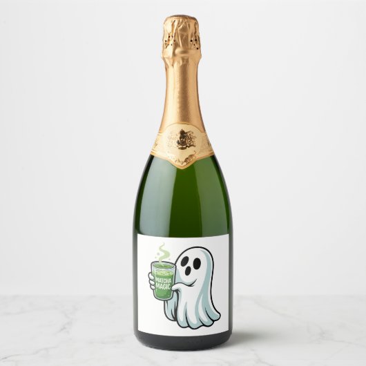 ハロウィン不気味幽霊飲み抹茶ドリンク スパークリングワインラベル (正面)