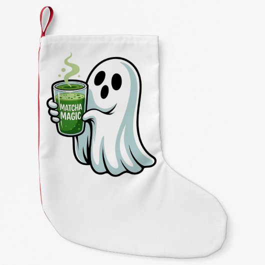 ハロウィン不気味幽霊飲み抹茶ドリンク スモールクリスマスストッキング (正面)
