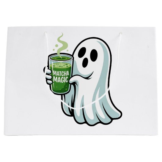ハロウィン不気味幽霊飲み抹茶ドリンク ラージペーパーバッグ (正面)