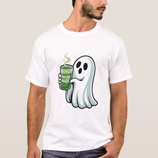 ハロウィン不気味幽霊飲み抹茶ドリンク Tシャツ (正面)