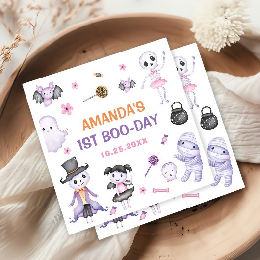 ハロウィン不気味幽霊1歳の誕生日パーティー スタンダードカクテルナプキン