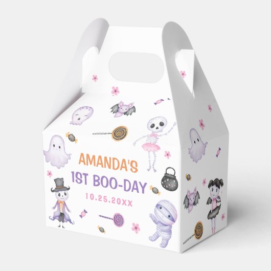 ハロウィン不気味幽霊1歳の誕生日パーティー フェイバーボックス (正面サイド)