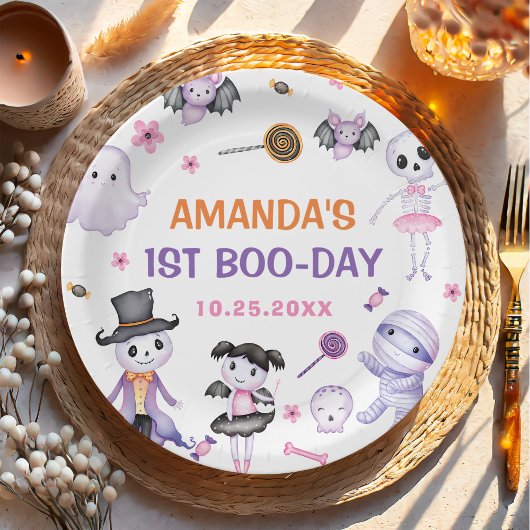 ハロウィン不気味幽霊1歳の誕生日パーティー ペーパープレート