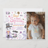 ハロウィン不気味幽霊1st誕生日パーティー写真 招待状 (正面)