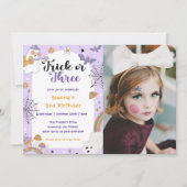 ハロウィン不気味幽霊3回目の誕生日パーティー写真 招待状 (正面)