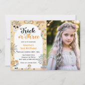 ハロウィン不気味幽霊3回目の誕生日フォト 招待状 (正面)