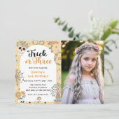 ハロウィン不気味幽霊3回目の誕生日フォト 招待状 (スタンド正面)