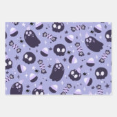 ハロウィン不気味幽霊，カモメ，キャンディ，紫 ラッピングペーパーシート (正面)