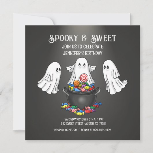 ハロウィン不気味幽霊 招待状 (正面)