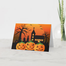 ハロウィン不気味彫りカボチャのカード カード