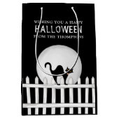 ハロウィン不気味怖い黒不気味猫かわいい ミディアムペーパーバッグ (正面)