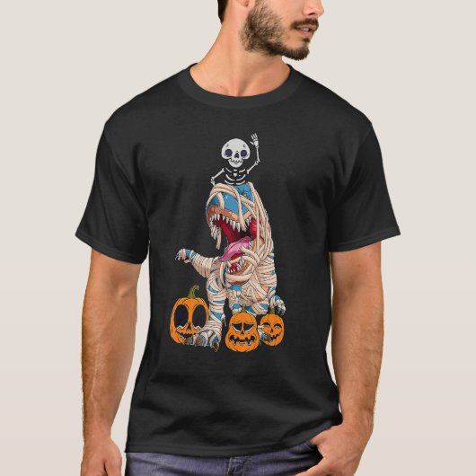 ハロウィン不気味恐竜のスケルトン4 Tシャツ (正面)