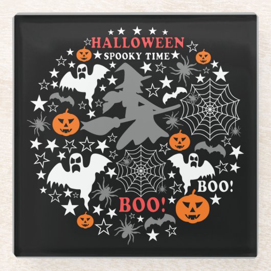 ハロウィン不気味時間 ガラスコースター (正面)