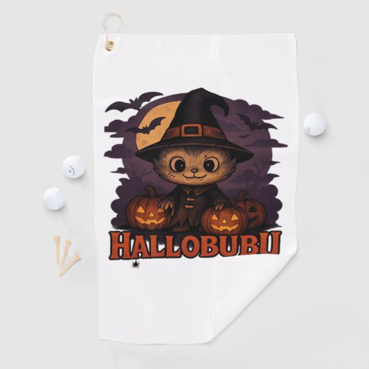 ハロウィン不気味猫とスタイリッシュ猫のインスパイア猫 ゴルフタオル (インサイチュ)