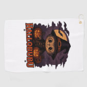 ハロウィン不気味猫とスタイリッシュ猫のインスパイア猫 ゴルフタオル (横)