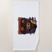 ハロウィン不気味猫とスタイリッシュ猫のインスパイア猫 ビーチタオル (正面)