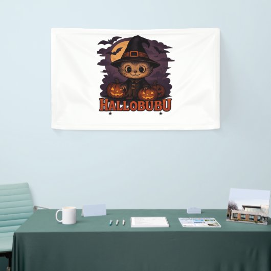 ハロウィン不気味猫とスタイリッシュ猫のインスパイア猫 横断幕 (トレードショー)