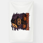 ハロウィン不気味猫とスタイリッシュ猫のインスパイア猫 横断幕 (縦)