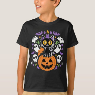 ハロウィン不気味猫 – 黒猫 Tシャツ