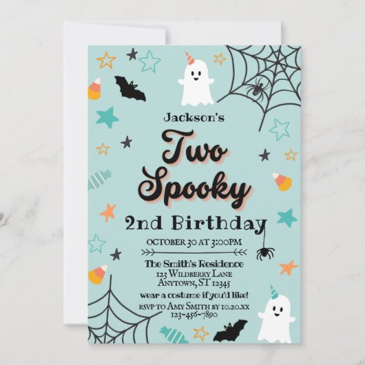 ハロウィン不気味男女兼用2回目の誕生日 招待状 (正面)