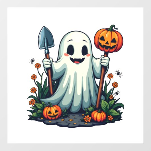 ハロウィン不気味秋ガーデニング幽霊カボチャ ウィンドウサイン (シート)