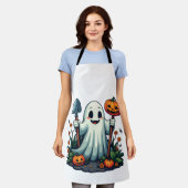 ハロウィン不気味秋ガーデニング幽霊カボチャ エプロン (着用した状態)