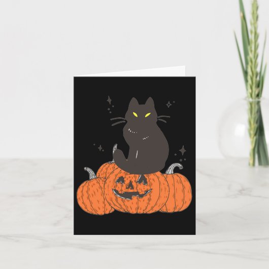 ハロウィン不気味秋猫カボチャ カード (正面)