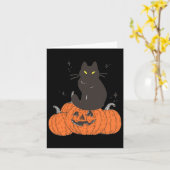 ハロウィン不気味秋猫カボチャ カード (黄色い花)