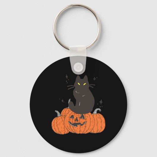 ハロウィン不気味秋猫カボチャ キーホルダー (正面)