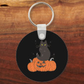 ハロウィン不気味秋猫カボチャ キーホルダー (正面)