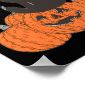 ハロウィン不気味秋猫カボチャ ポスター (角)