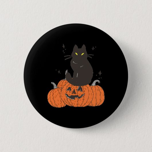 ハロウィン不気味秋猫カボチャ 缶バッジ (正面)