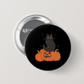 ハロウィン不気味秋猫カボチャ 缶バッジ (正面&裏面)