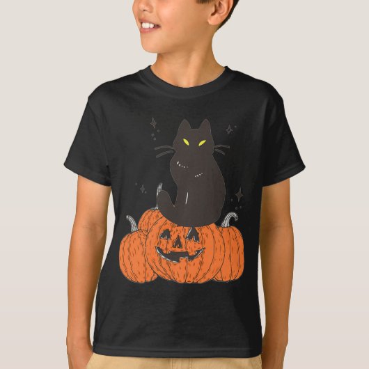 ハロウィン不気味秋猫カボチャ Tシャツ (正面)