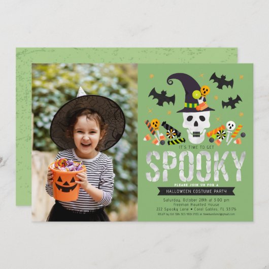 ハロウィン不気味衣装パーティー写真招待状 招待状 (正面/裏面)