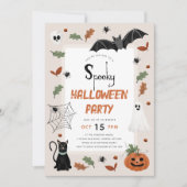 ハロウィン不気味衣装パーティー幽霊キッズ 招待状 (正面)