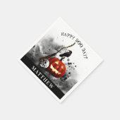 ハロウィン不気味誕生日パンプキンカウスカル スタンダードカクテルナプキン (角)