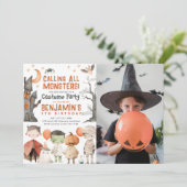 ハロウィン不気味誕生日パーティフォト招待状 招待状 (スタンド正面)