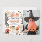 ハロウィン不気味誕生日パーティフォト招待状 招待状 (正面)