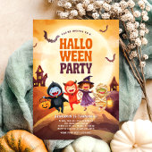 ハロウィン不気味誕生日パーティーキッズ 招待状