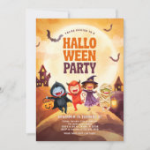 ハロウィン不気味誕生日パーティーキッズ 招待状 (正面)