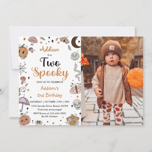 ハロウィン不気味誕生日パーティー写真2枚 招待状 (正面)